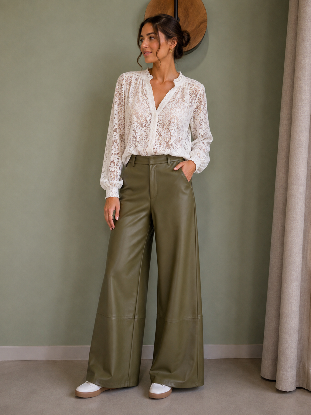 Pia broek lederlook