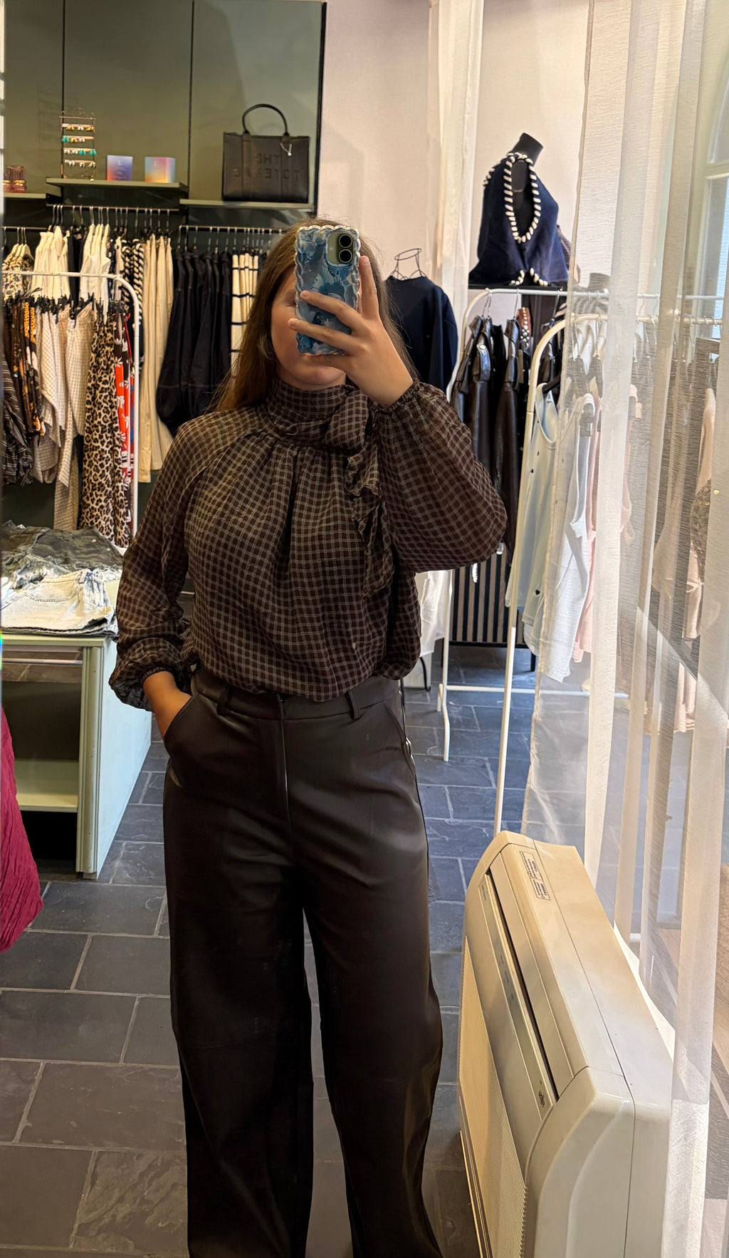 Pia broek lederlook
