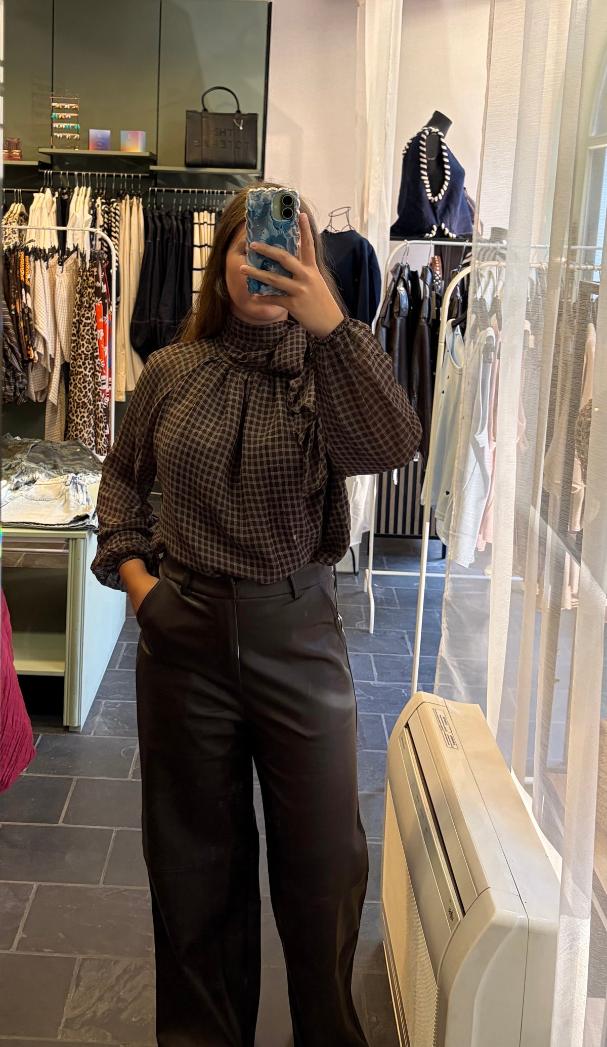 Pia broek lederlook