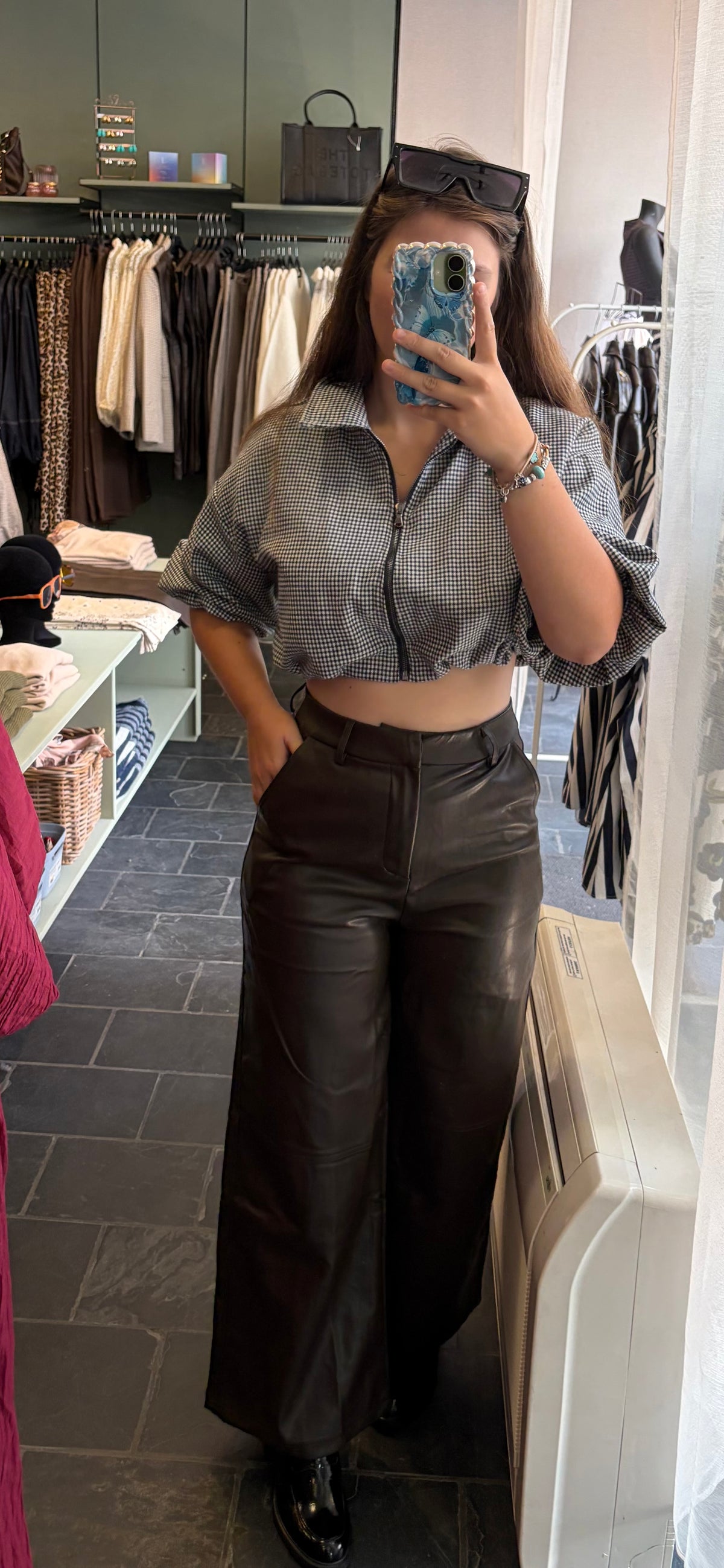Pia broek lederlook