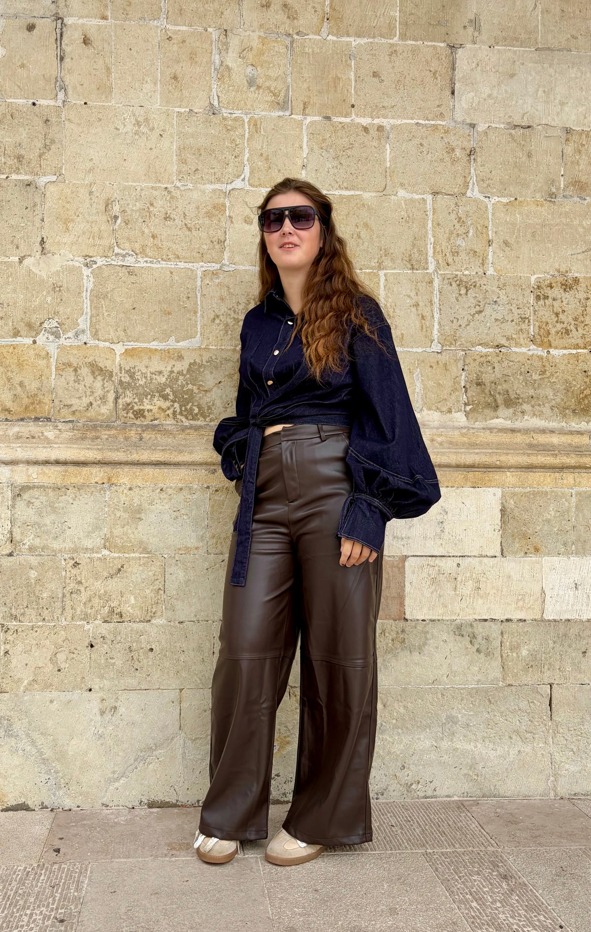 Pia broek lederlook