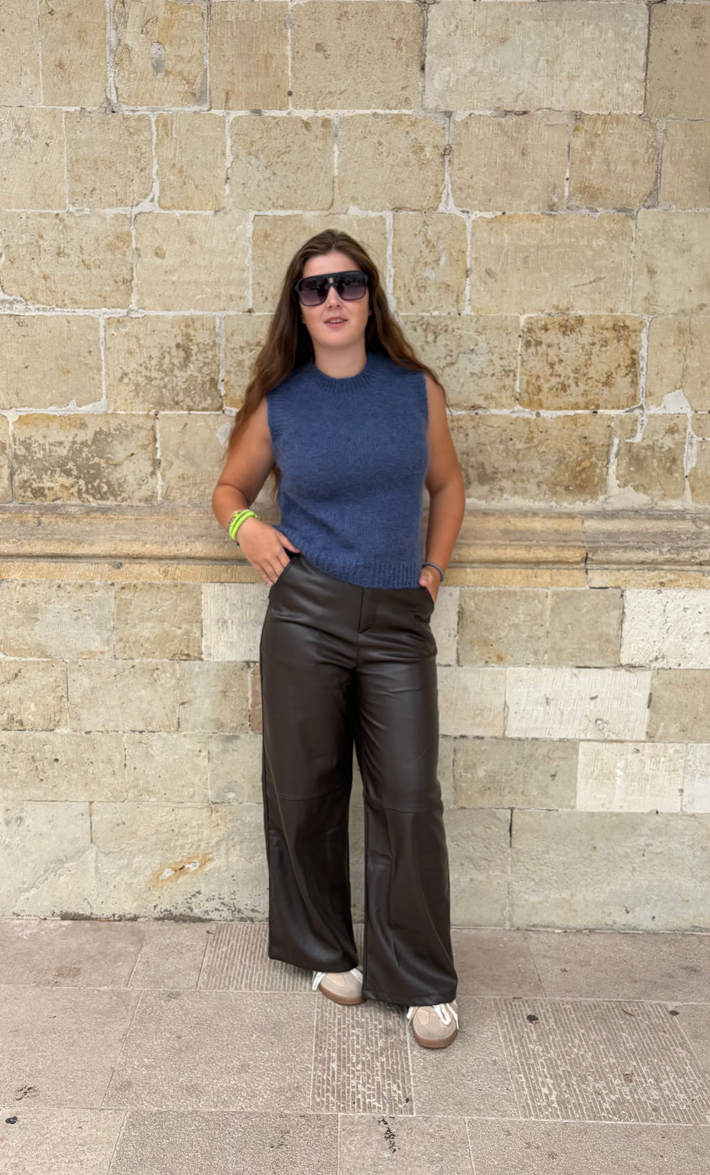 Pia broek lederlook