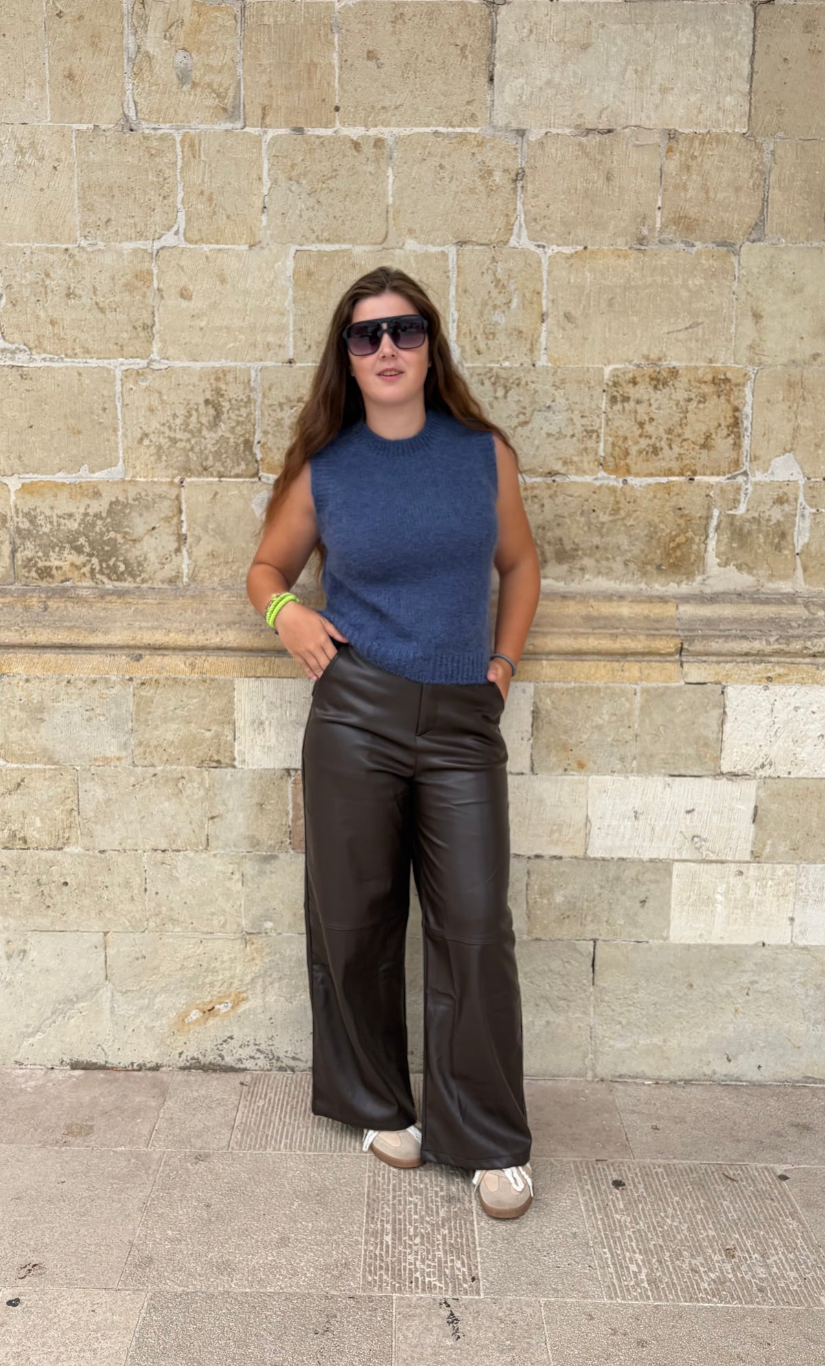 Pia broek lederlook