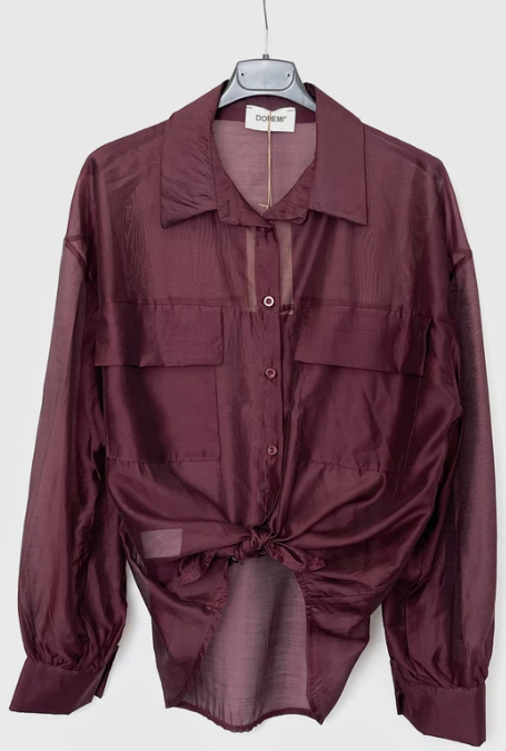 BLOUSE WITH POCKETS AND KNOT