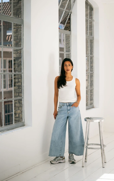 julie Wide leg cropped palazzo jeans