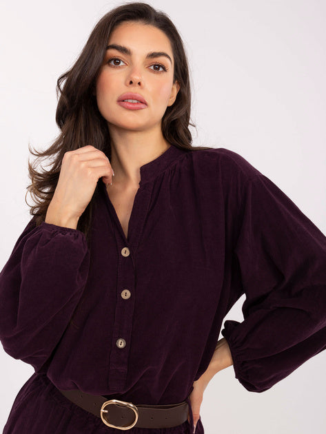 Donkerpaarse corduroy blouse