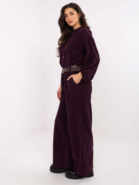 Donkerpaarse corduroy broek