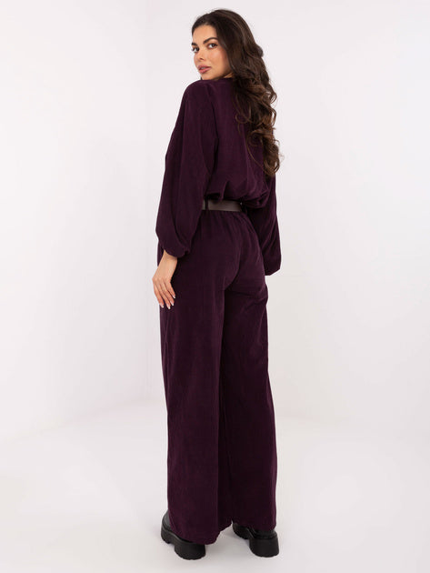 Donkerpaarse corduroy broek