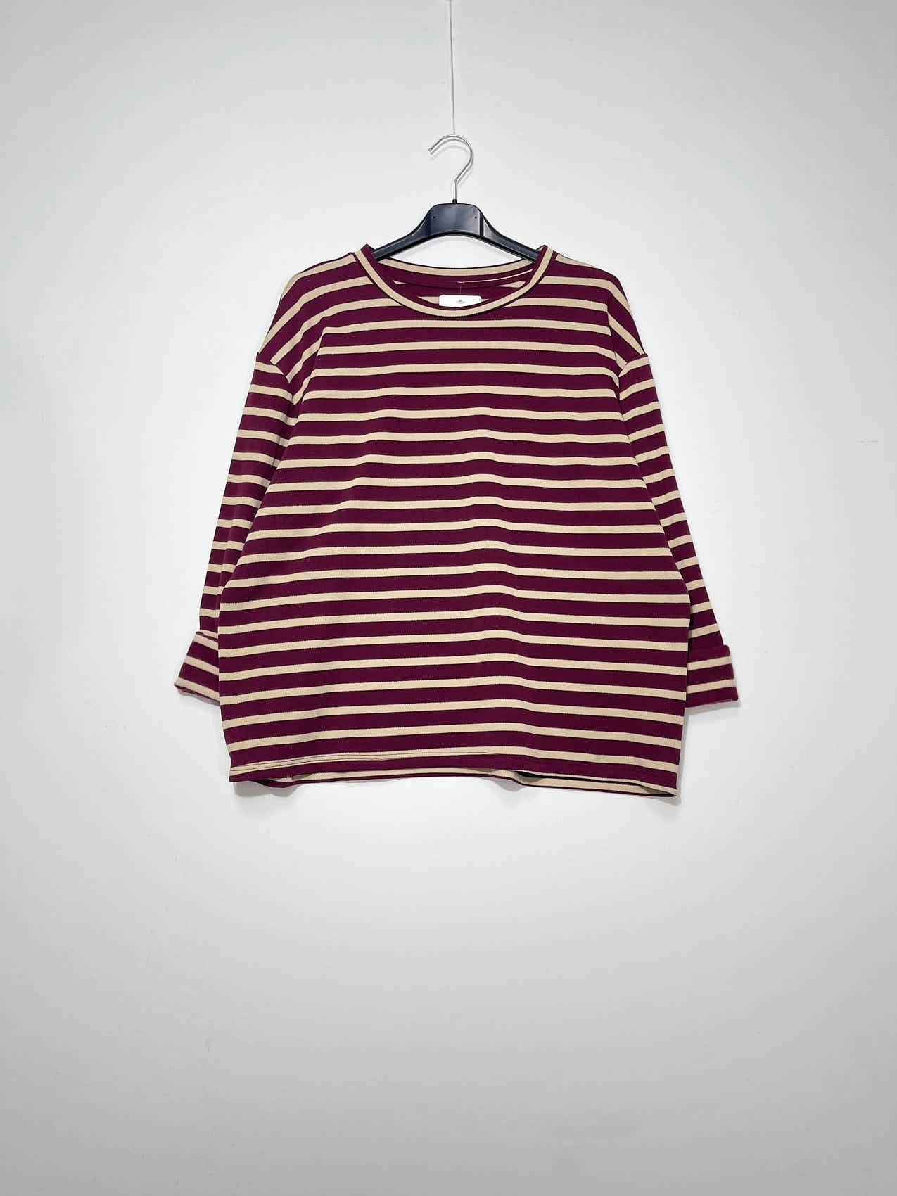 Striped T-shirt with fleece lining